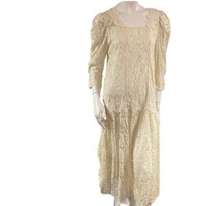 Sakowitz fairy core Cream Lace Dress